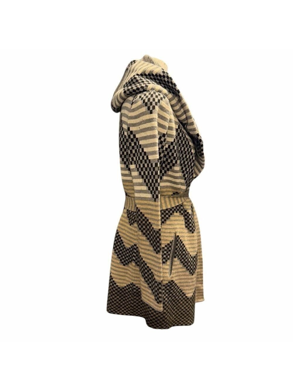 Anthropologie Field & Flower Long Hooded Sweater Coat Oversized Hood Belt Sz S - Picture 3 of 9